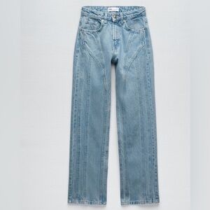 Zara Mugler Inspired Blue Straight Leg Jeans Size US 8 Euro 40